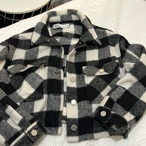 Zara Gingham Cropped Jacket